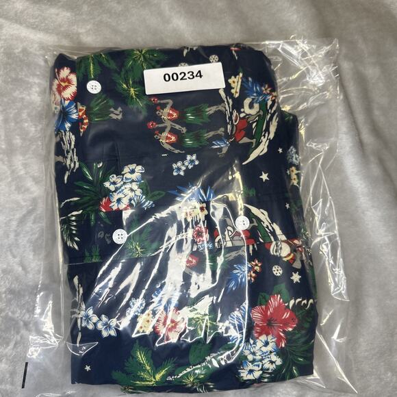 Free Planet Button Up Shirt Mens Size 2X Short Sleeve Hawaiian Santa Beach Print - Picture 12 of 12